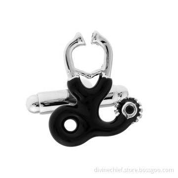 Make Custom High Quality Black Paint Medical Stethoscope Cufflinks